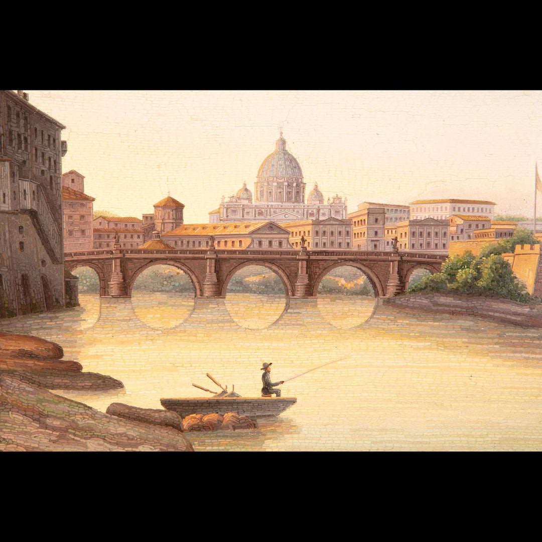 Micromosaic panel of 19th-century Rome with St Peters Basilica and river Tiber by Nwtiques