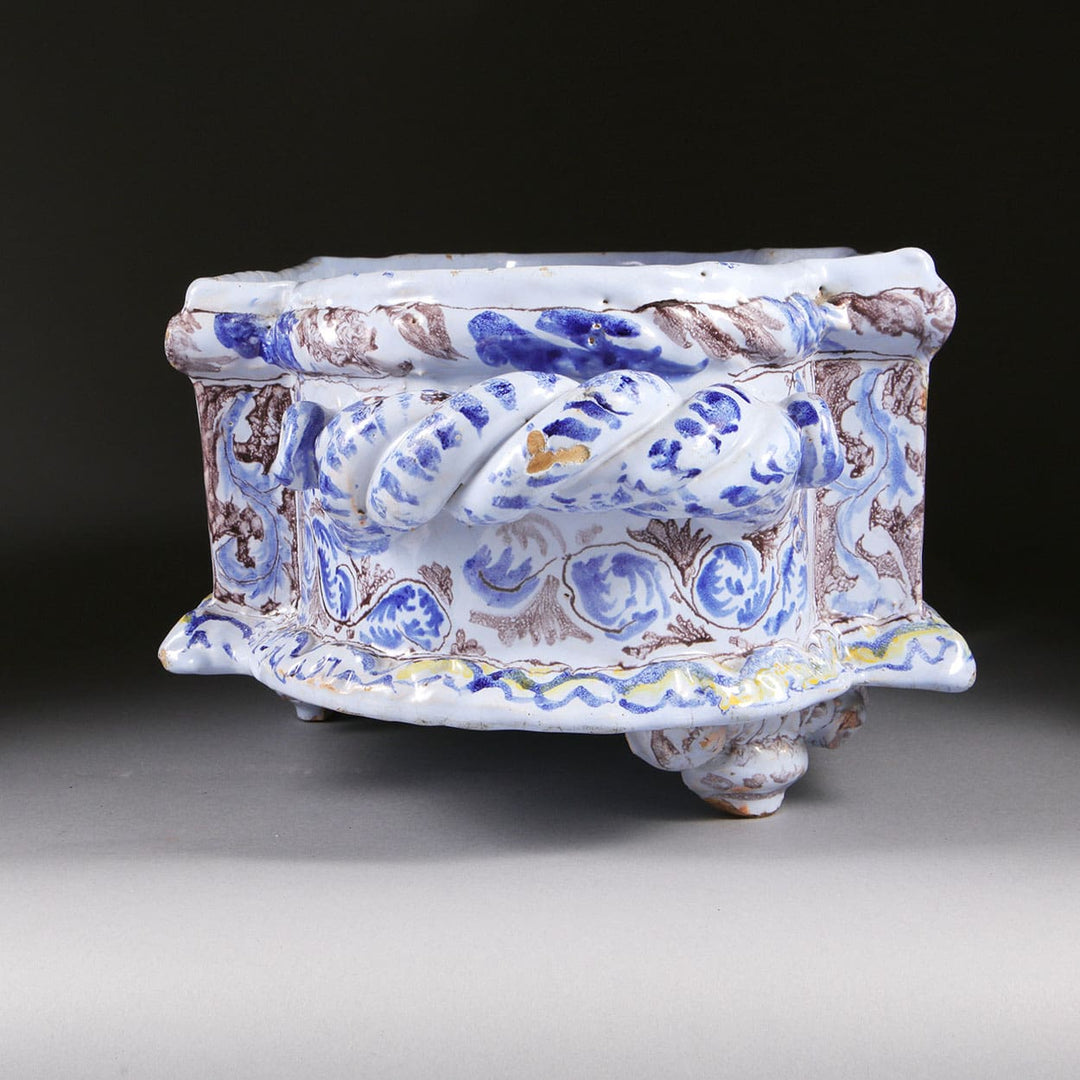 Nevers Pottery Jardiniere with intricate blue and white detailing from Collection EE10, a 17th century inspired piece.