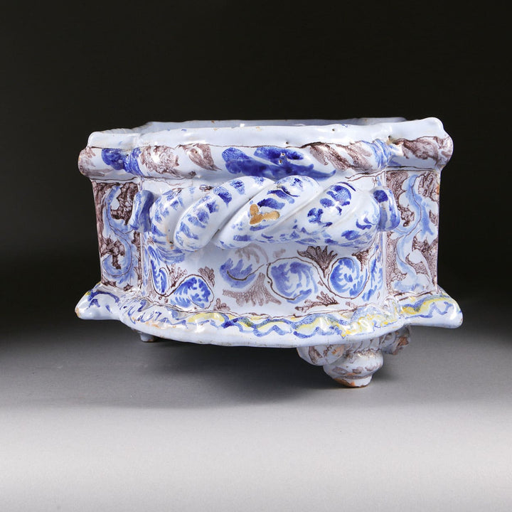 Nevers Pottery Jardiniere with intricate blue and white detailing from Collection EE10, a 17th century inspired piece.