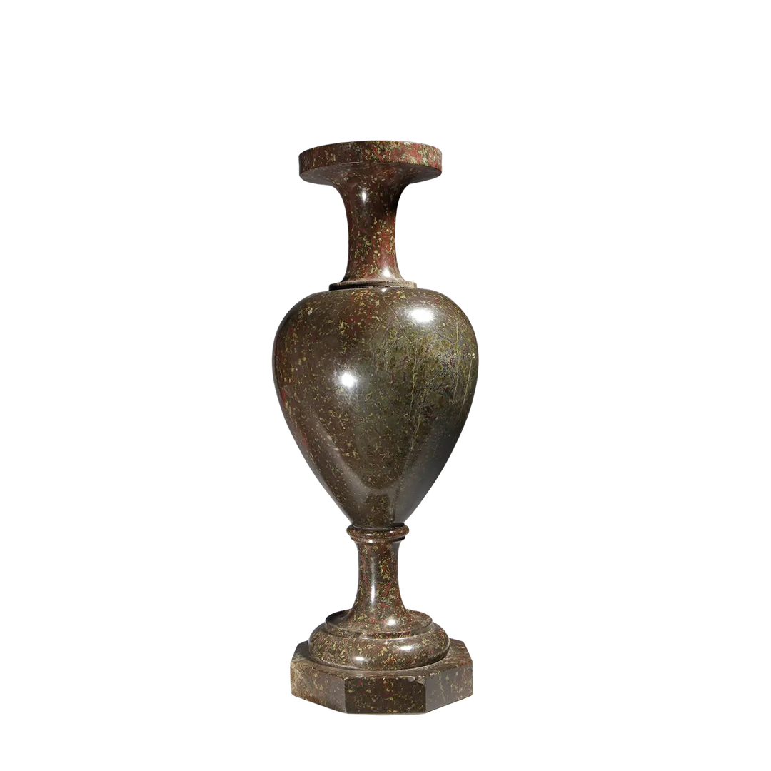 19th century Cornish serpentine amphora on octagonal base by Collection EE20 neo Grecian design handcrafted object