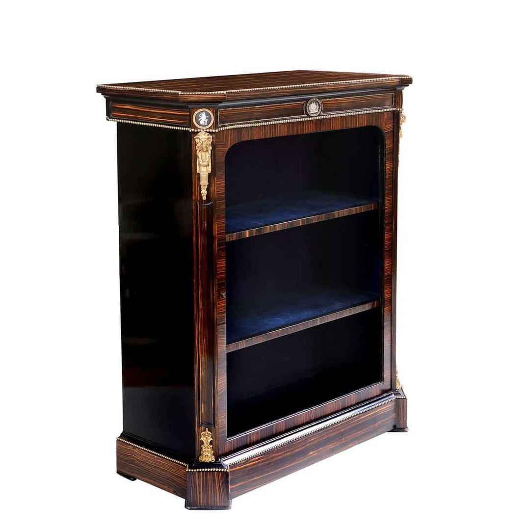Late 19th century Calamander wood cabinet with ormolu and porcelain accents by Nwtiques