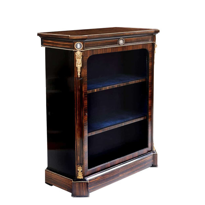Late 19th century Calamander wood cabinet with ormolu and porcelain accents by Nwtiques