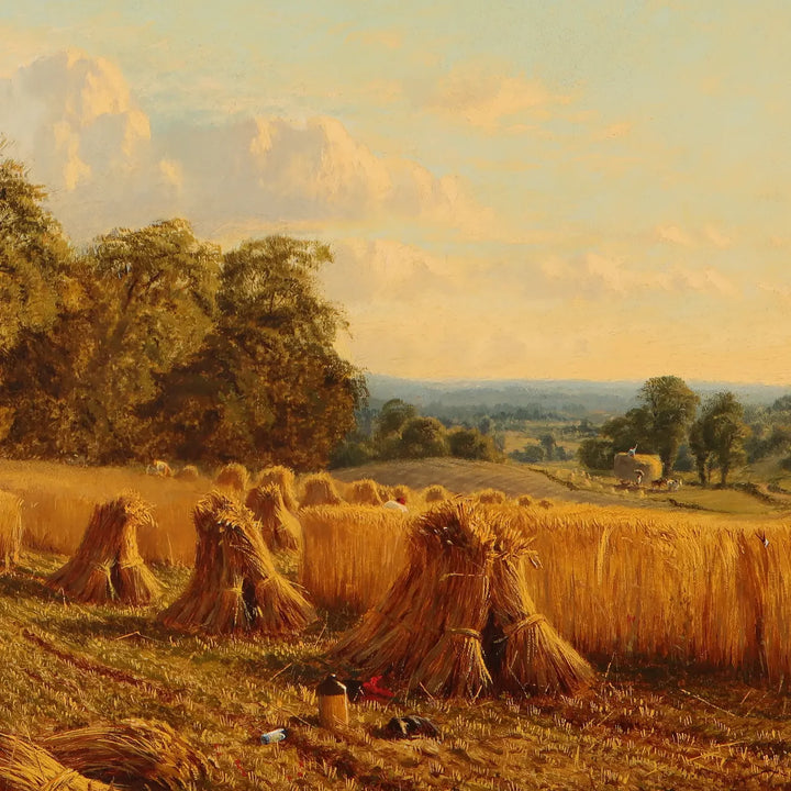 Harvest landscape painting by Alfred Augustus Glendening Snr. offered by Nicholas Wells Antiques