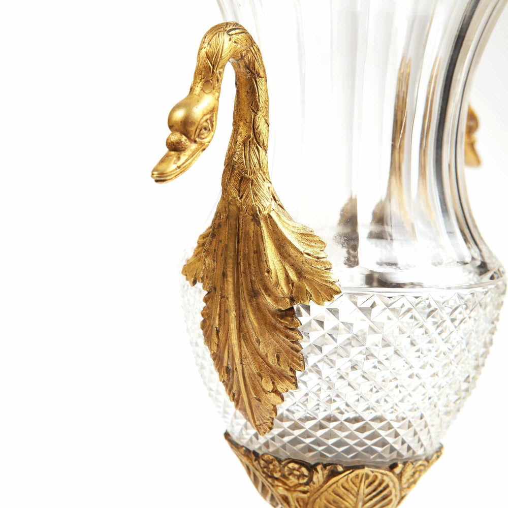 Close-up of Charles X crystal vase with ornate gilt bronze swan handle from Collection CK20