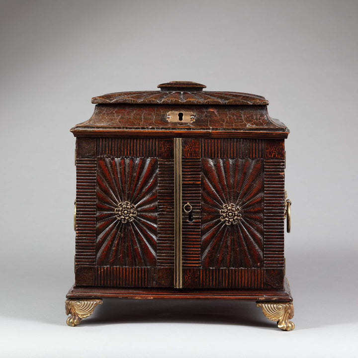 Regency leather fitted tabletop casket with ornate detailing and brass feet by Collection CK10