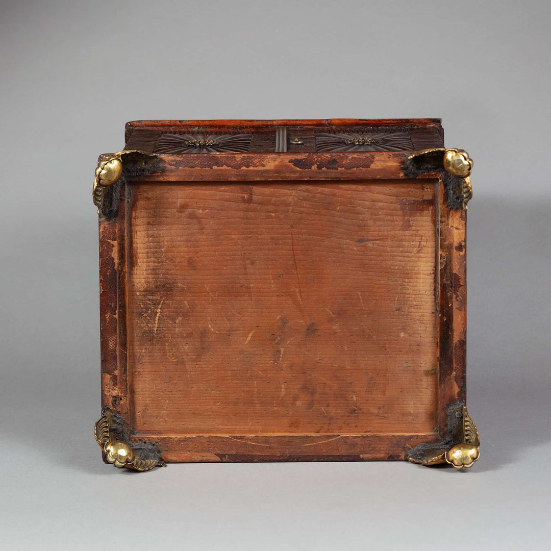 Regency leather fitted table top casket with ornate corners from Collection CK10 showcasing fine craftsmanship
