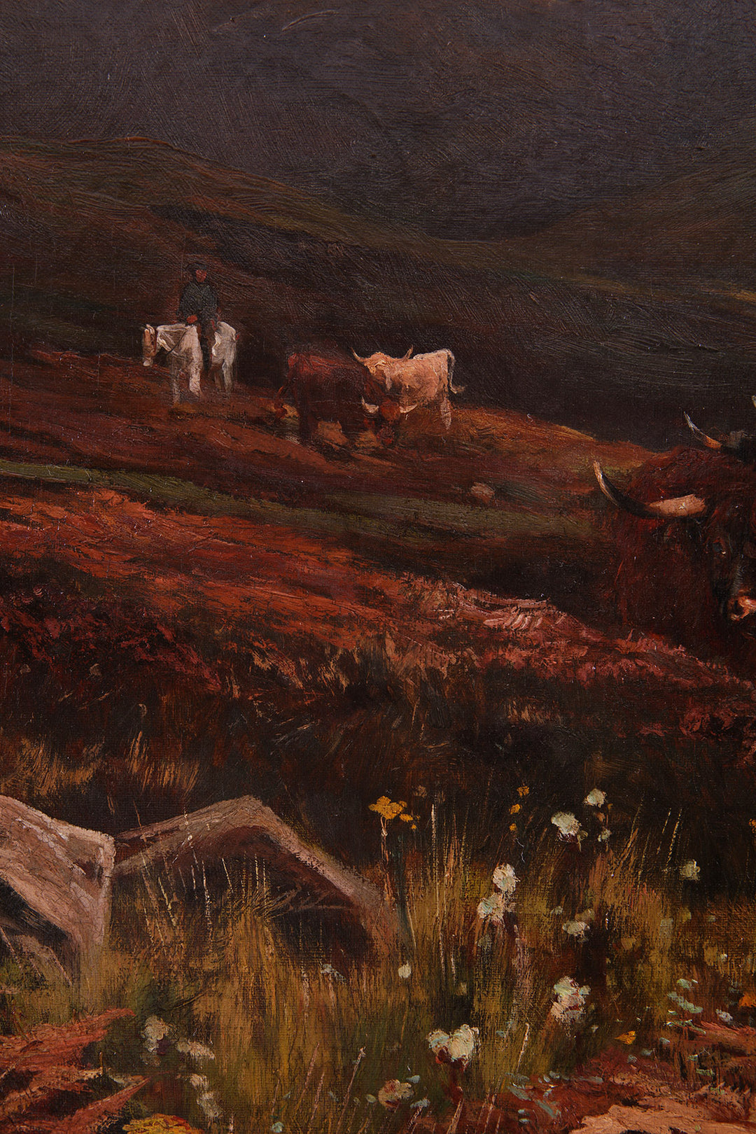 Victorian oil painting by Henry Hadfield Cubley of cattle and rider in Scottish Highlands by Collection PK10