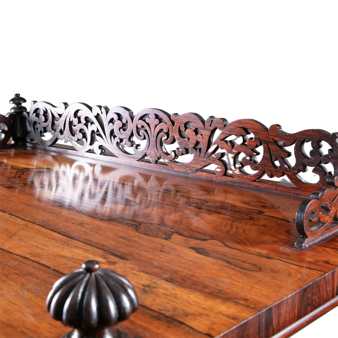 Victorian rosewood whatnot étagère with intricate carved gallery by Collection CK30 in exquisite condition.