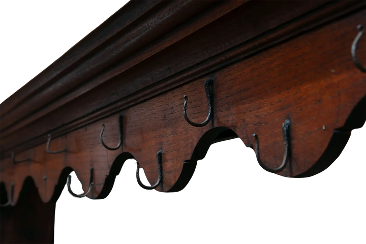 Close-up of original hand-forged iron hooks on oak Welsh dresser from Collection CK20 circa 1750