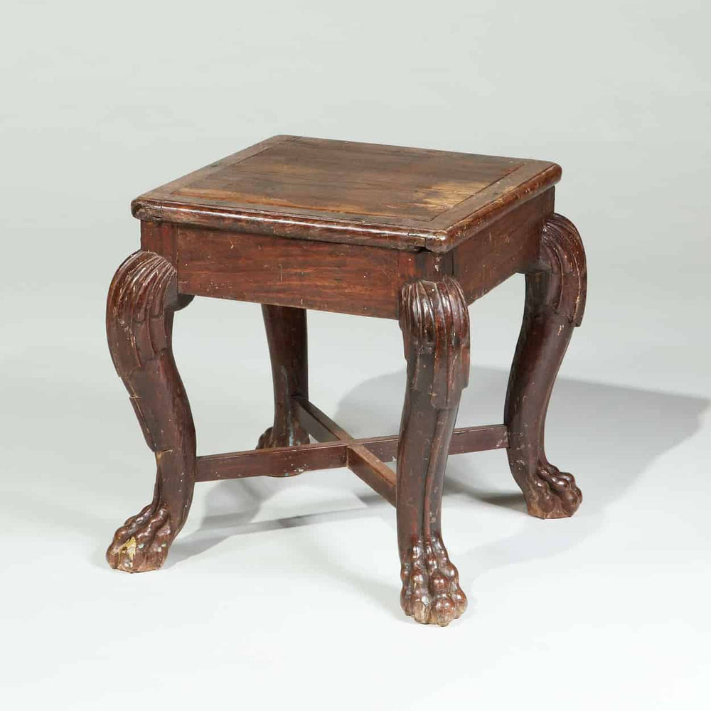 Antique South Indian hardwood stool from Goa with claw feet design circa 1830 by Collection EE20
