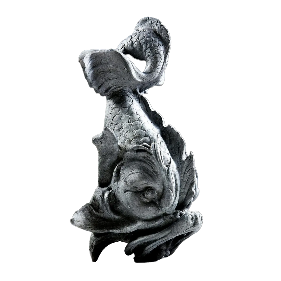 Lead Wall Fountain | Classical Dolphin lead casting with detailed scales and copper pipe, ideal for garden decoration.