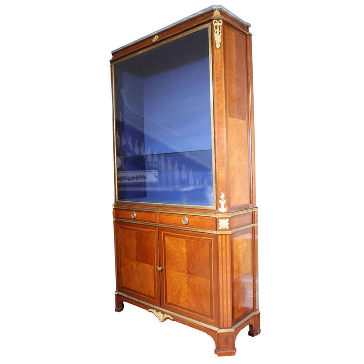 Late 19th century Napoleon III French vitrine cabinet by Nwtiques with gilt bronze and marble details