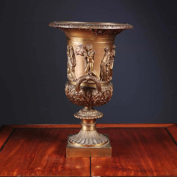 Grand Tour bronze Medici-inspired vase with high relief figures by Collection CK20, Italy circa 1820, 35 cm tall