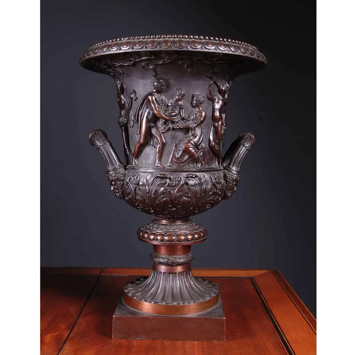 Bronze Grand Tour Medici Vase model with classical figures on a pedestal base from Collection CK20