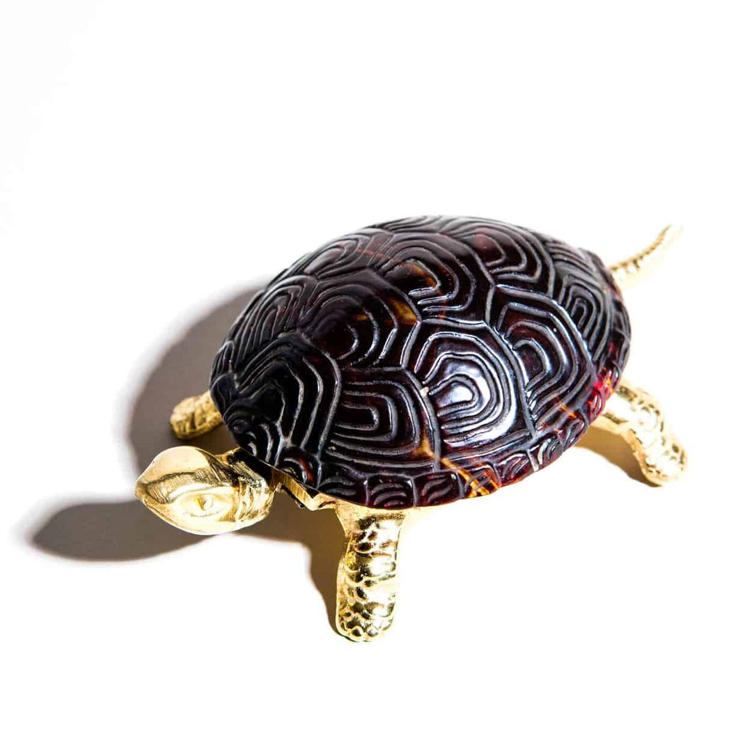 Edwardian gold tortoise bell with textured faux tortoiseshell top by The Sold Archive circa 1910 England