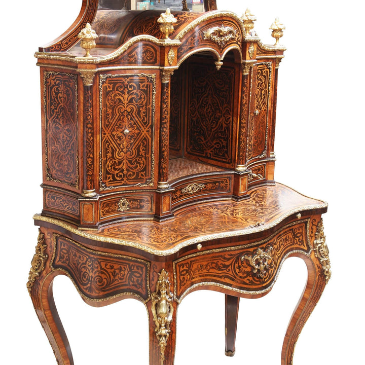 Napoleon III marquetry secretaire with gilt bronze mounts by Nwtiques, elegant cabriole legs and intricate veneer