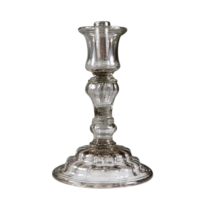 18th century Venetian grey glass candlestick with stepped base and pedestal stem by Collection EE10