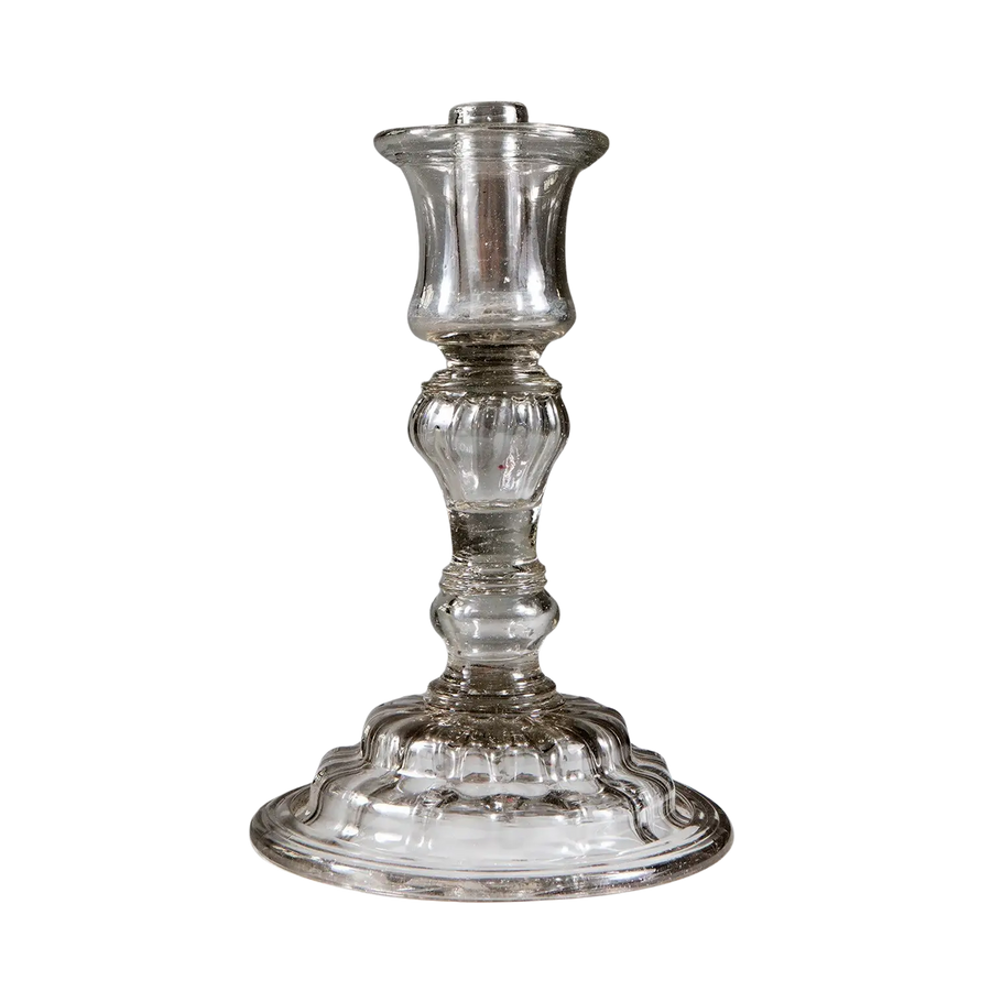 18th century Venetian grey glass candlestick with stepped base and pedestal stem by Collection EE10