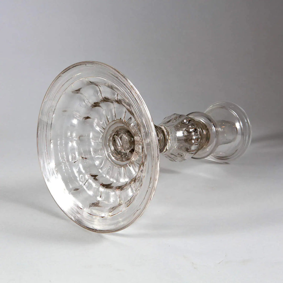 18th century Venetian grey glass candlestick with stepped base and pedestal stem by Collection EE10