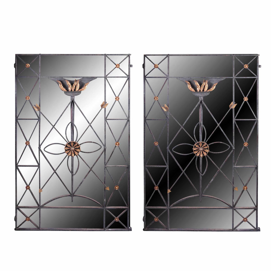 Pair of decorative wrought iron and gilt metal window grilles by Mark Brazier Jones Collection CK10