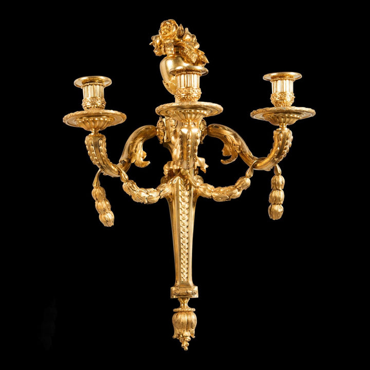 Pair Of Louis XVI Gilt Bronze Wall Appliques - Jean-Charles Delafosse