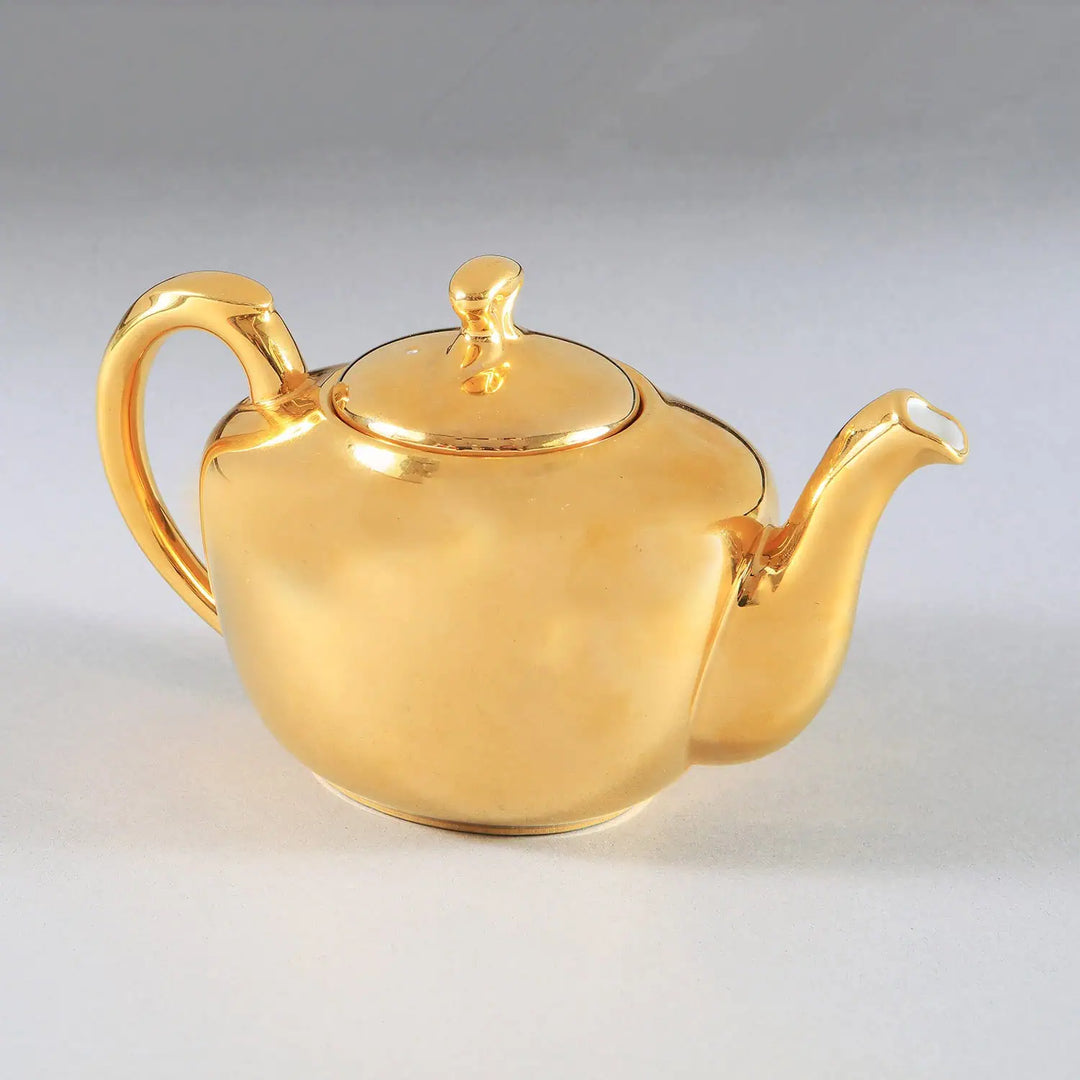 Vintage Royal Worcester 1970s gold lustre teapot, elegant design by Nwtiques, classic English porcelain piece