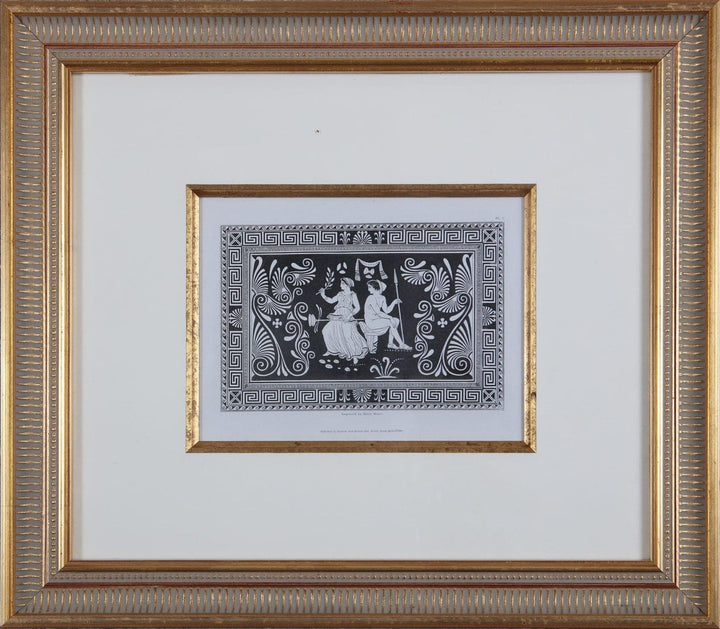 Framed black and white engraving from Henry Moses collection featuring classical figures, available at Nwtiques