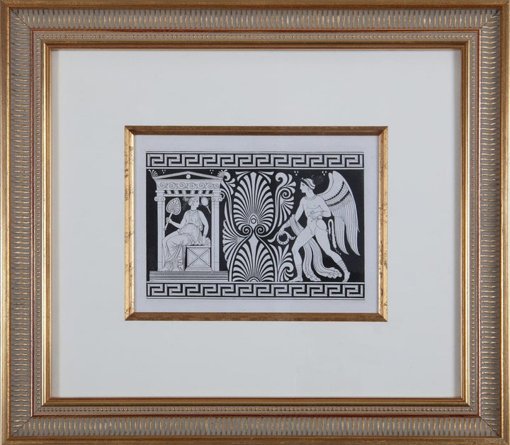 Framed engraving of classical Greek vase design by H. Moses from Nwtiques collection.