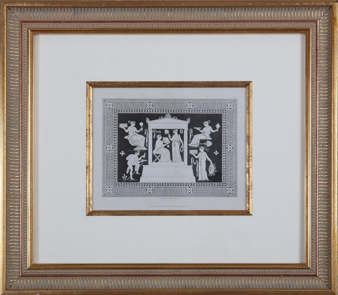 Framed black and white vase engraving by H. Moses from Henry Englefield collection sold by Nwtiques
