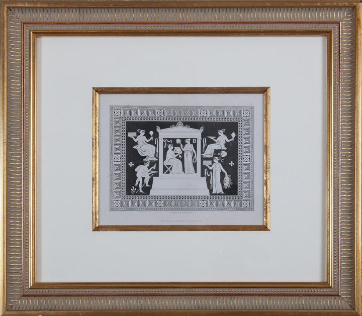 Framed black and white vase engraving by H. Moses from Henry Englefield collection sold by Nwtiques