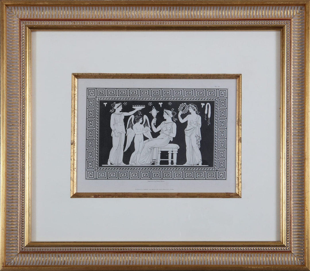 Framed antique engraving of classical vases from Henry Englefield’s collection, offered by Nwtiques