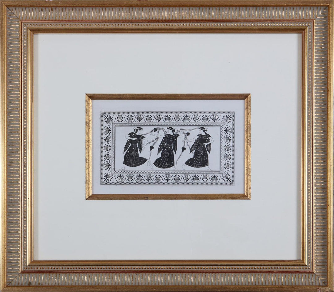 Antique framed engraving of three classical female figures from Henry Moses collection by Nwtiques