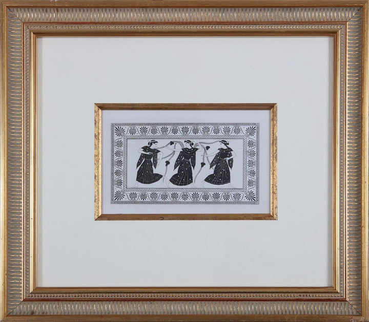 Antique framed engraving of three classical female figures from Henry Moses collection by Nwtiques