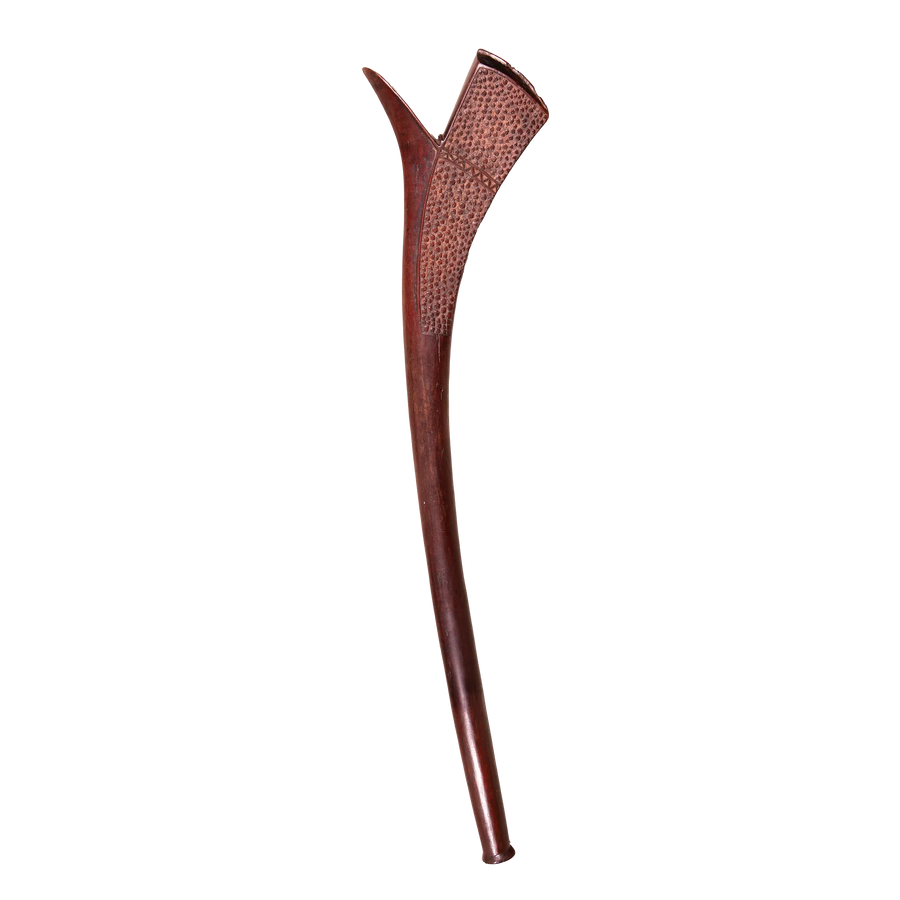 Fijian Gata war club carved from dense hardwood with intricate patterns by Collection ON20, symbolizing Polynesian heritage.