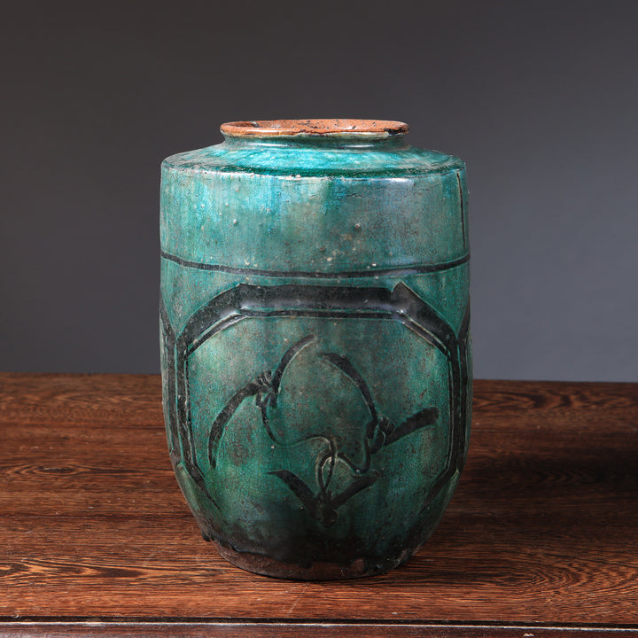 Chinese Green-Glazed Stoneware Vase Mounted as a Table Lamp