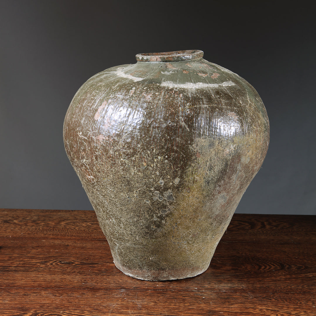 Large Chinese Stoneware Storage Jar Mounted as a Table Lamp