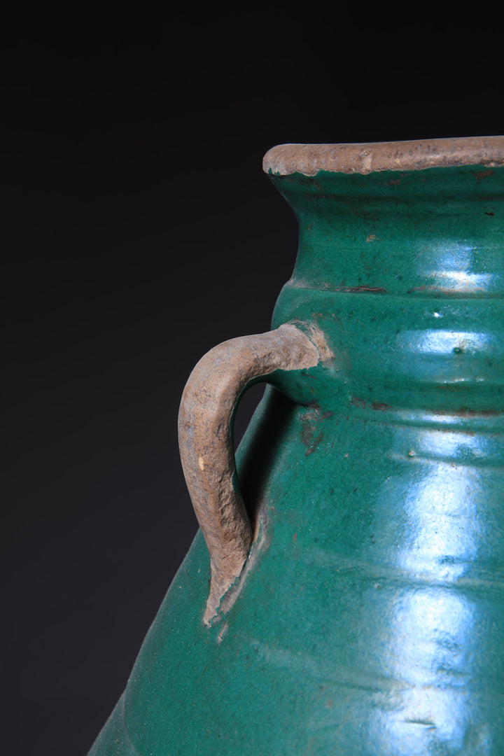 Tamegroute Green Glazed Pottery Vessel Mounted as a Table Lamp