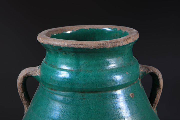 Tamegroute Green Glazed Pottery Vessel Mounted as a Table Lamp