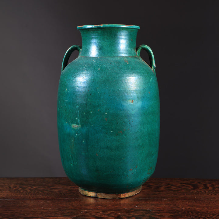 Tamegroute Green Glazed Pottery Vase Mounted as a Table Lamp