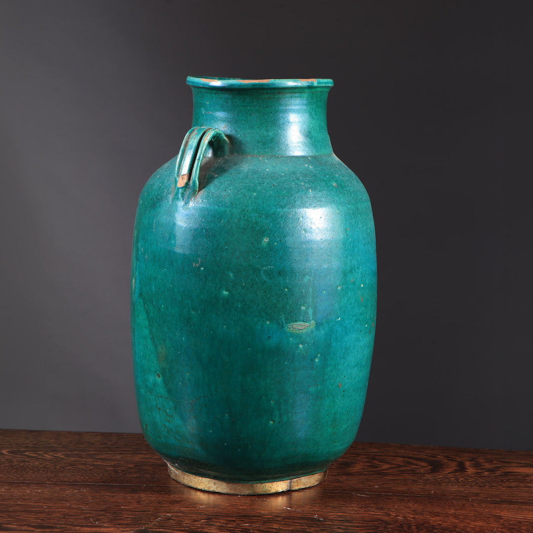 Tamegroute Green Glazed Pottery Vase Mounted as a Table Lamp