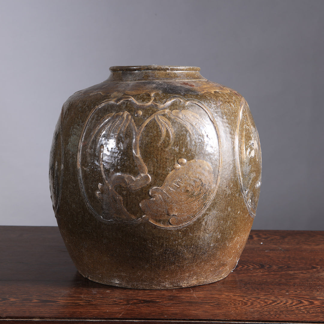 Chinese Stoneware Martaban Jar Mounted as a Table Lamp