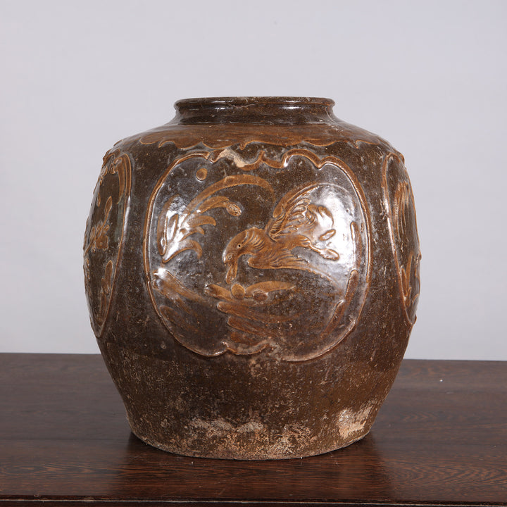 Chinese Brown-Glazed Stoneware Jar Mounted as a Table Lamp