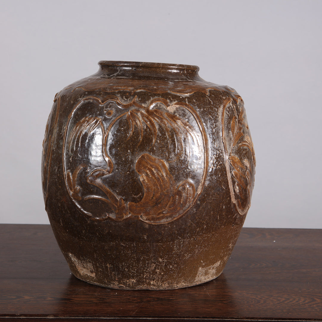 Chinese Brown-Glazed Stoneware Jar Mounted as a Table Lamp
