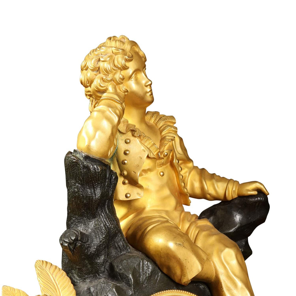Lord Byron gilt bronze figure detail from Napoleon III mantel clock by Nwtiques
