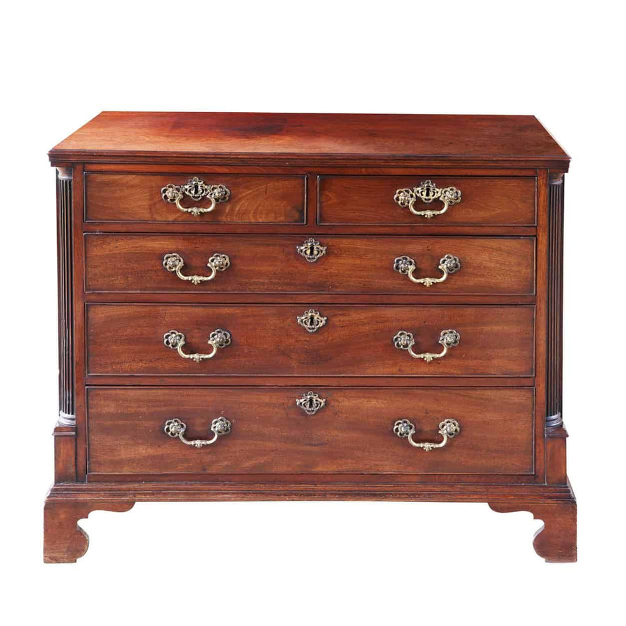 Fine George II mahogany chest of drawers with brass hardware by The Sold Archive in mid 18th century style.