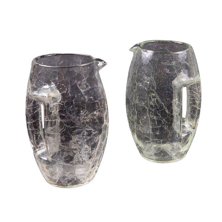 Pair of Loetz crackle glass jugs from Kristal Krocodil Collection TH10, Art Deco style serving pitchers