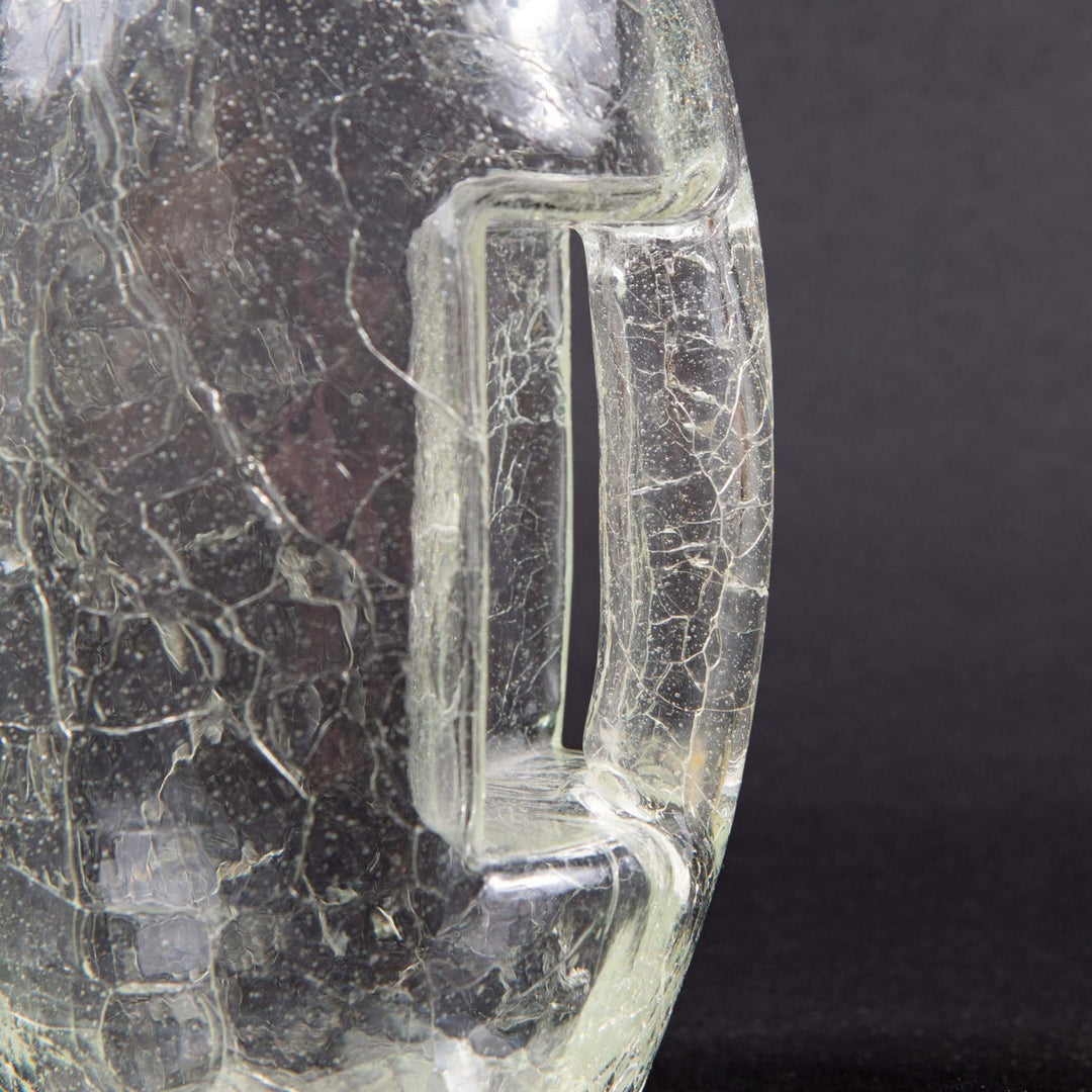Close-up of Loetz crackle glass jug handle from Kristal Krocodil collection TH10 with Art Deco style details