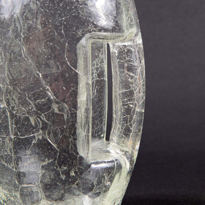 Close-up of Loetz crackle glass jug handle from Kristal Krocodil collection TH10 with Art Deco style details