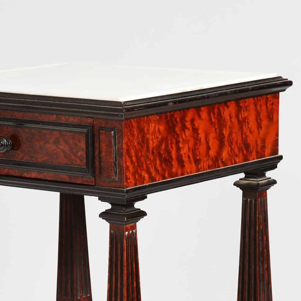 Pair of mid-19th century Continental burr thuya bedside cabinets with white marble tops from Collection CK20