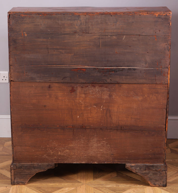 Early 18th Century Figured Walnut Bureau Cabinet showing the back with aged walnut wood and bracket feet.